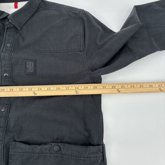 Topo Designs Field Jacket Men Medium Black Snap Button Utility Chore Outdoors - Picture 14 of 16